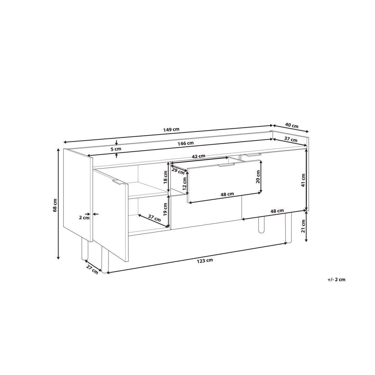 Komoda biała z ciemnym drewnem MADERA
