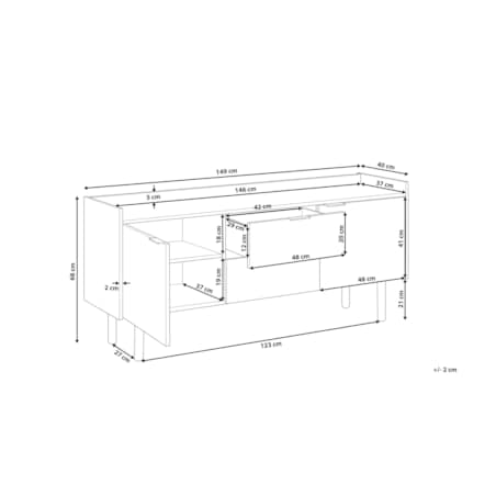 Komoda biała z ciemnym drewnem MADERA