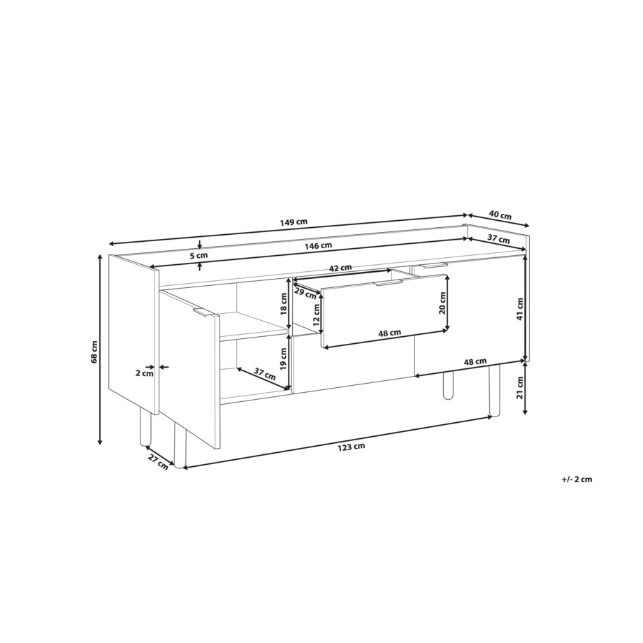 Komoda biała z ciemnym drewnem MADERA