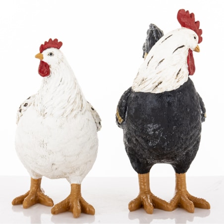 Dekoracja - kolorowa KURA I KOGUT 21x19x9 i 18x14,5x8,5 cm PLOMFEE