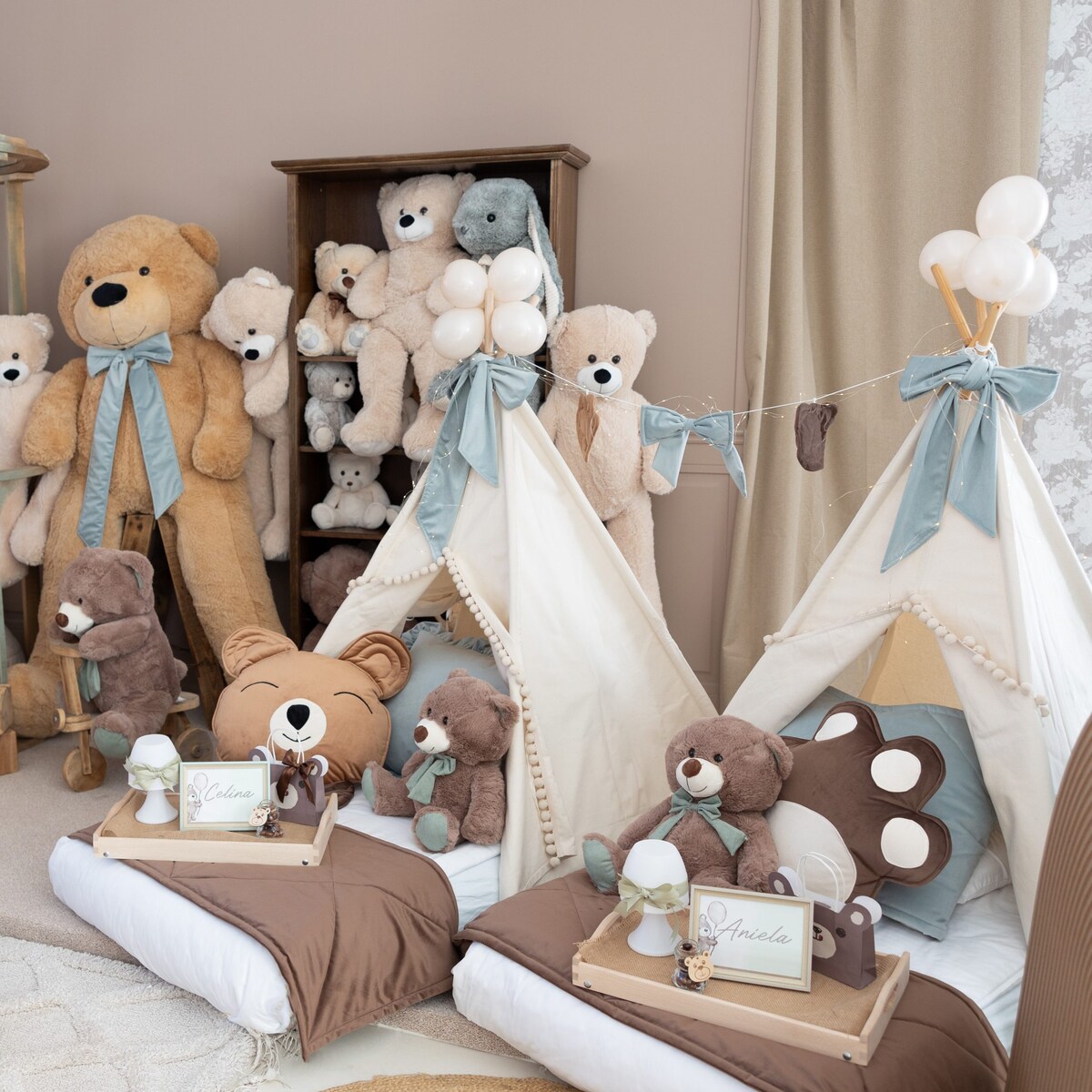 Poduszka miś - duża poducha velvet brąz