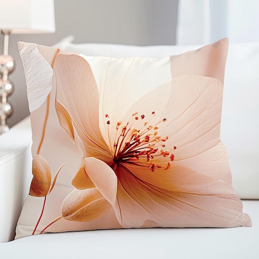 Poszewka satynowa 40x40 Elize jasne beżowe kwiaty na kremowym tle, Satynlove Premium