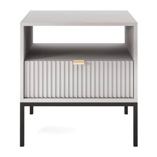 Szafka nocna Delicious ryflowana szara