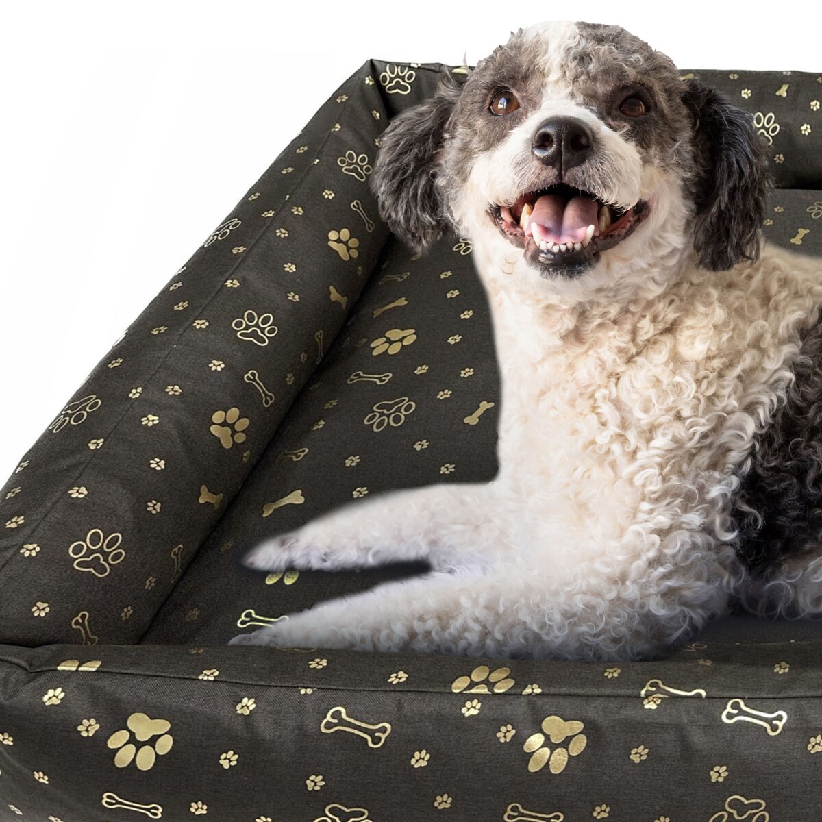 Legowisko Dla Psa Kanapa Posłanie 75X65 Cm Wodoodporne Poduszki Pikowane Kość Złota