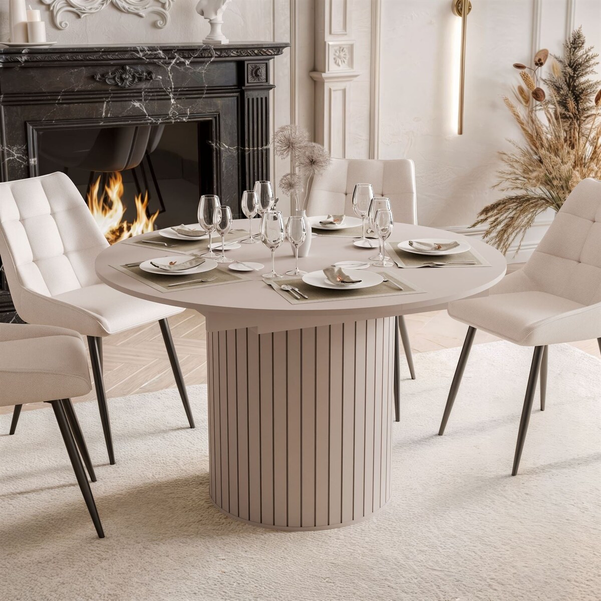 Stół rozkładany ELODIE 120 - 160 cm, kaszmir