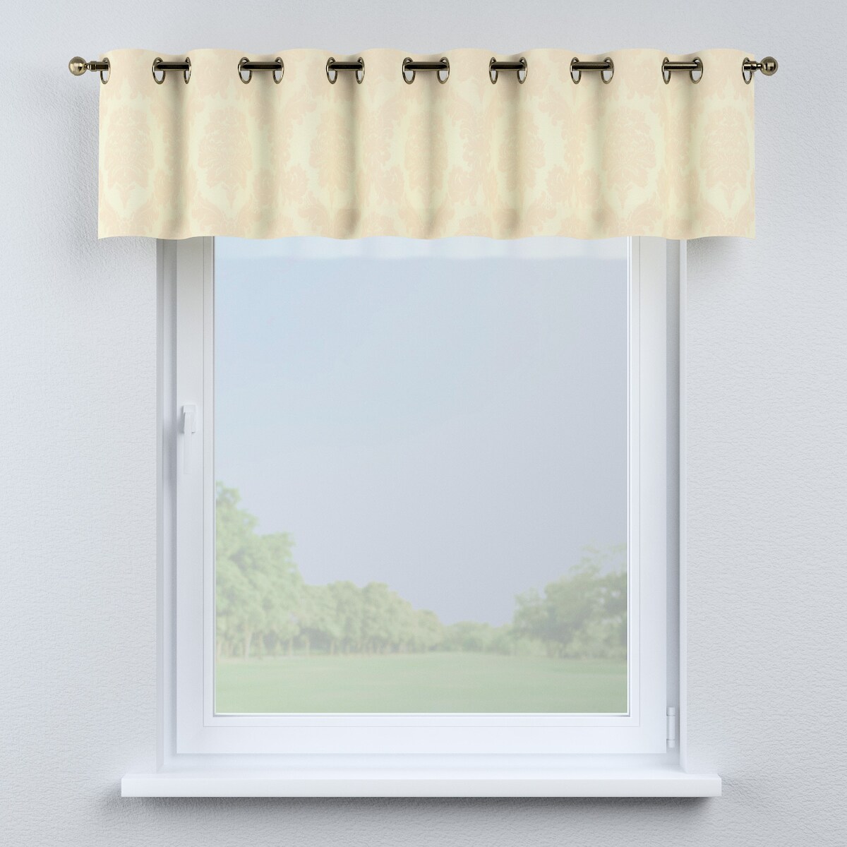 Lambrekin na kółkach 260x40 liście akantu na tle ecru