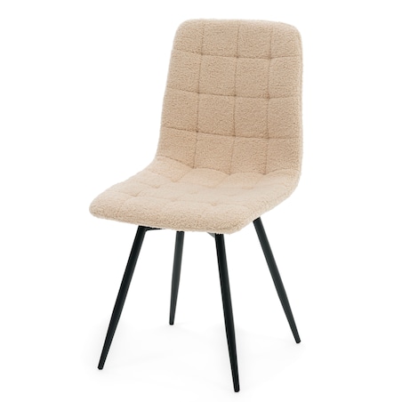 Krzesło tapicerowane obrotowe do salonu ARCO ciemnobeżowy boucle