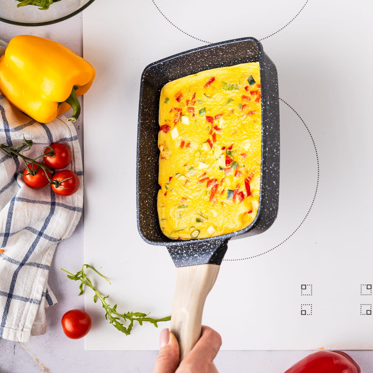 Patelnia tradycyjna marmurkowa prostokątna głęboka 18x14cm CZARNA KLAUSBERG