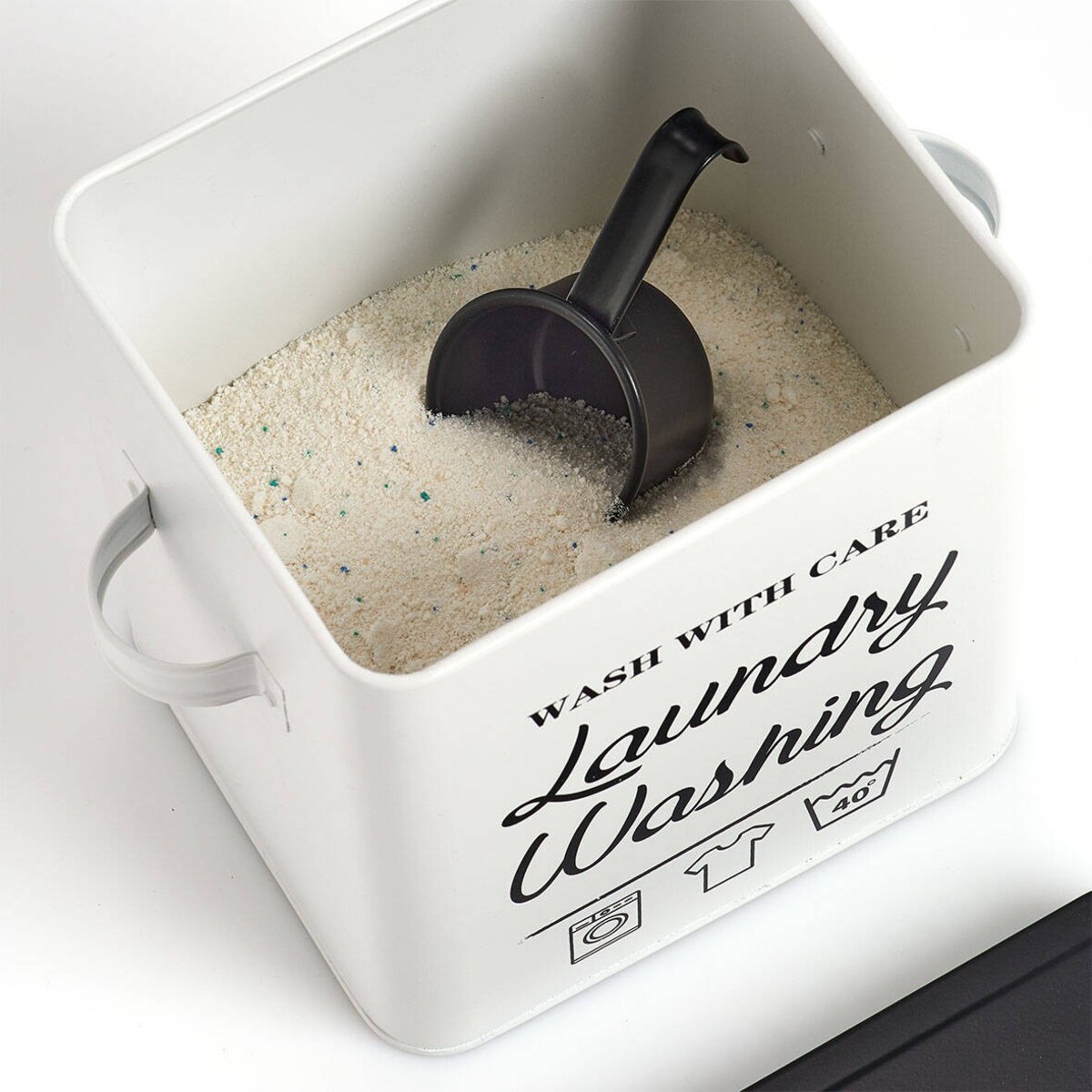 Puszka metalowa na proszek do prania 18,1x25x15,5 cm WASHING