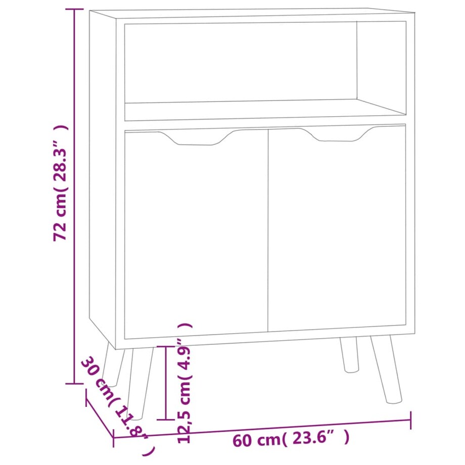 vidaXL Szafka, biała, 60x30x72 cm, materiał drewnopochodny