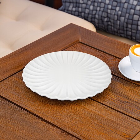 TALERZ DESEROWY BIAŁY 21CM CERAMICZNY OKRĄGŁY SERWIS NA SZTUKI DO CIAST