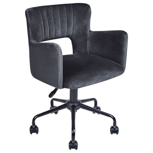 Krzesło biurowe regulowane welurowe czarne SANILAC