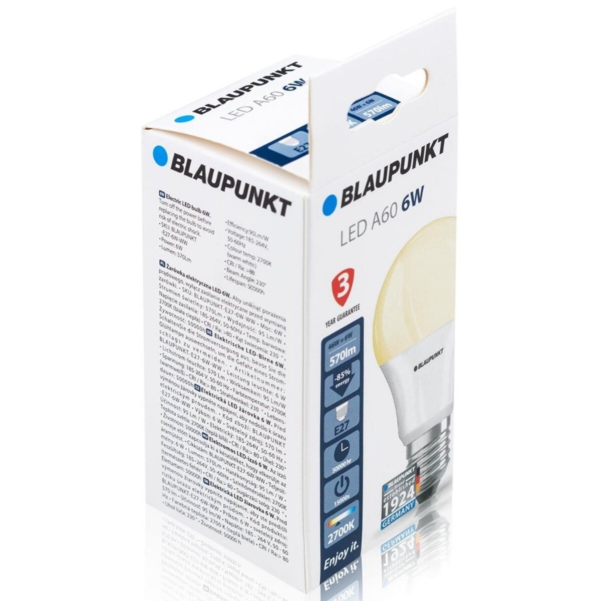 Ledowe żarówki 10 sztuk E27-6W-WW-10 6W białe, Blaupunkt