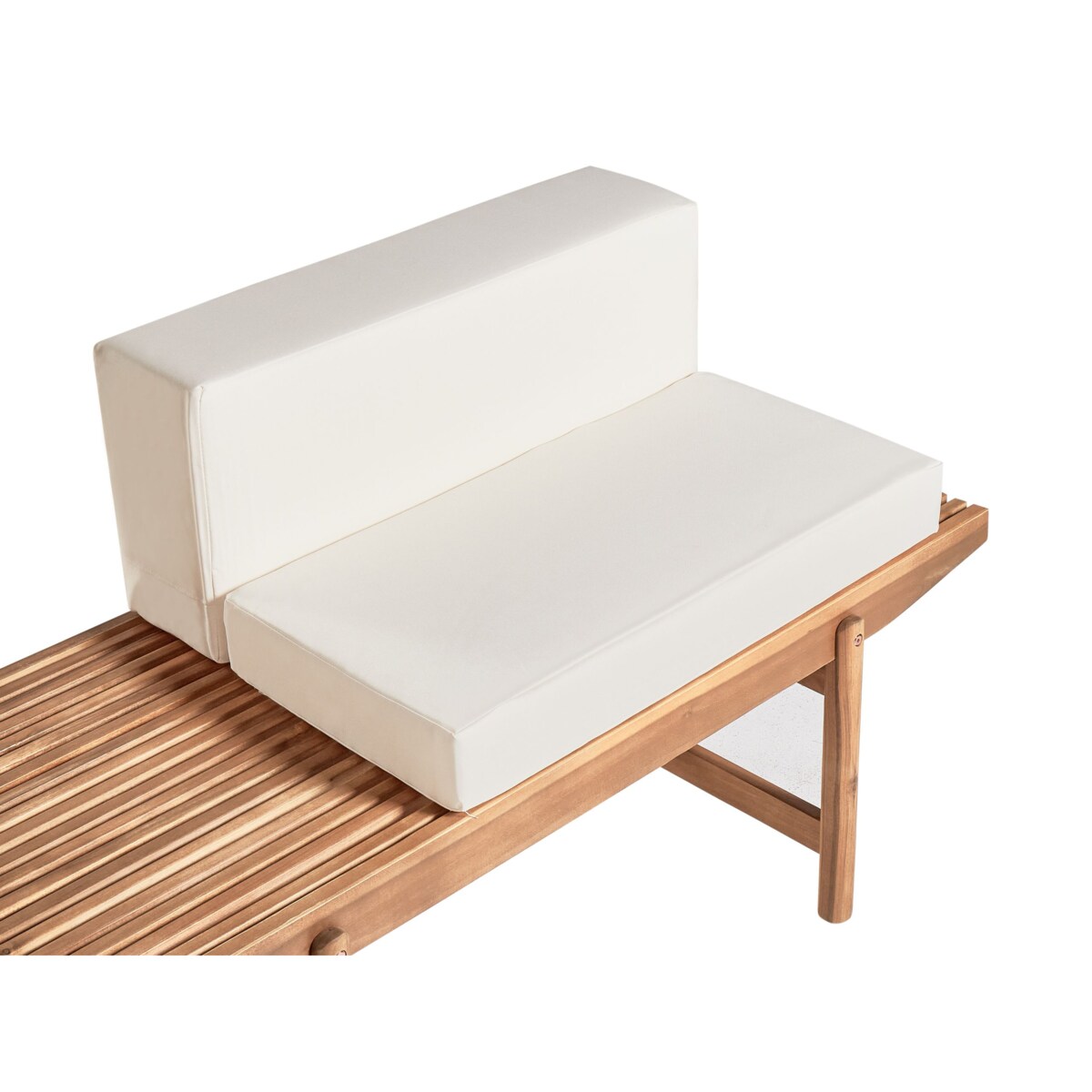 Ławka ogrodowa z poduchą GIAVENO 135 cm Drewno akacjowe Złamana biel