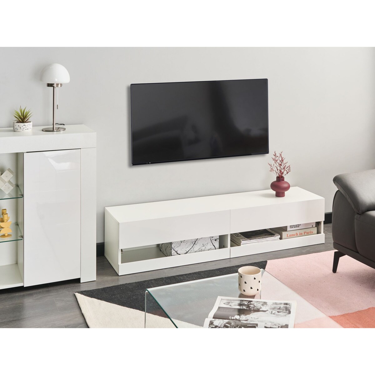 Szafka RTV LED EDMONTON Biały