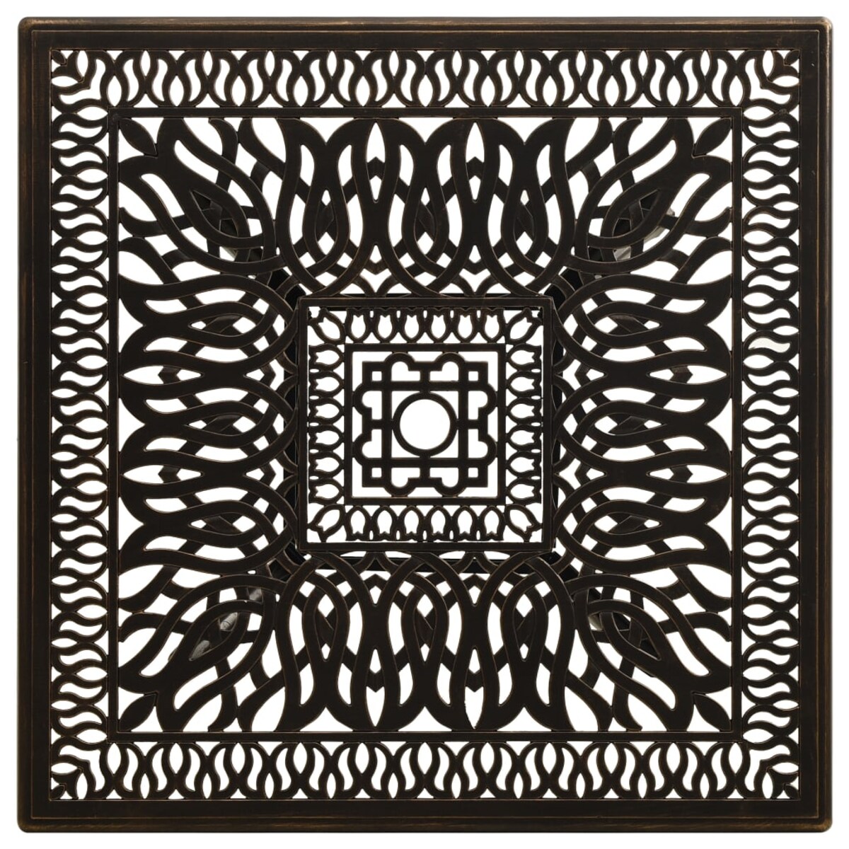 vidaXL Stół ogrodowy, brązowy, 90x90x73 cm, odlewane aluminium