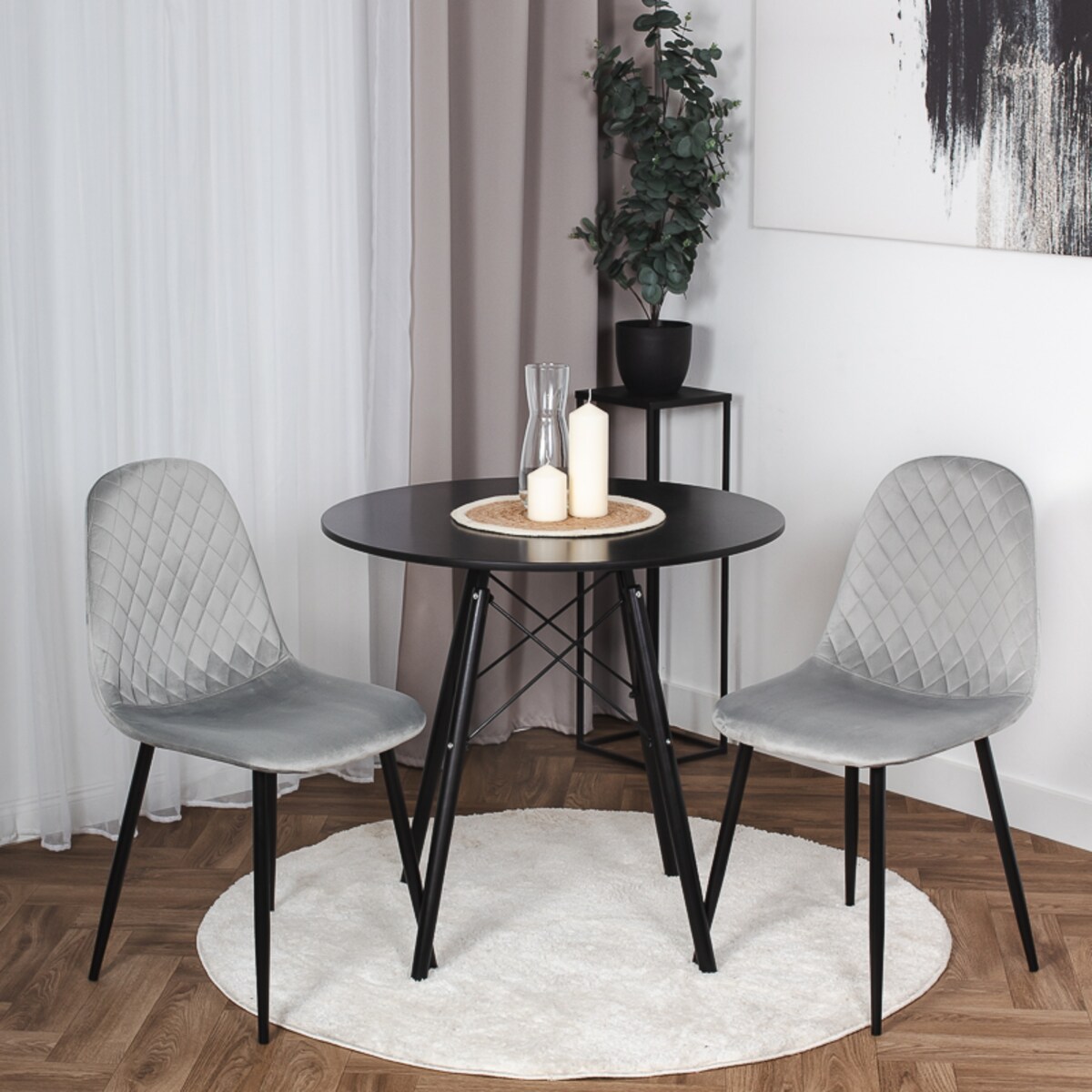 Krzesło tapicerowane nowoczesne pikowane do salonu jadalni jasnoszare