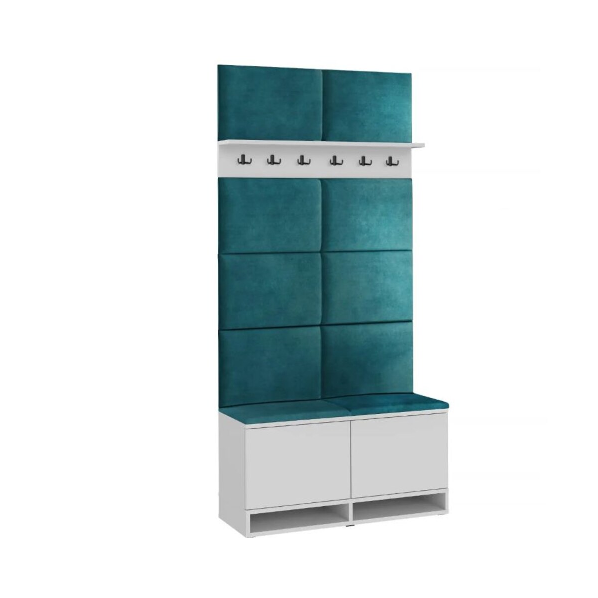 Szafka na buty z siedziskiem i wieszakiem DUBAI biała/zielona