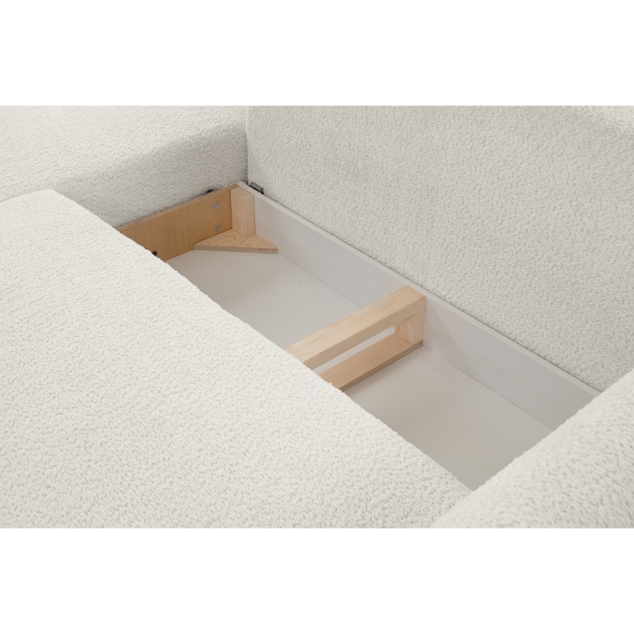 Narożnik DELI z funkcją spania na nóżkach, lewostronny, kremowy