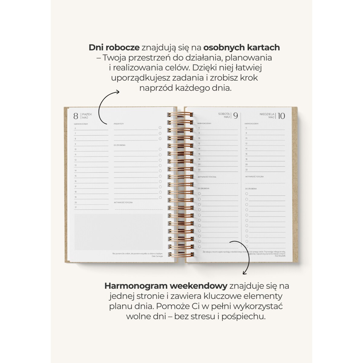 Planner dzienny 2026 na spirali – Magnolia