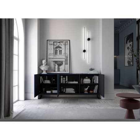 Komoda RTV Glamour Szafka RTV Loft Granatowy MAT 168 cm Czarna Rama Metalowa