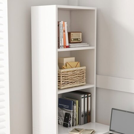 Biurko komputerowe nowoczesne z półkami skandynawski młodzieżowe białe