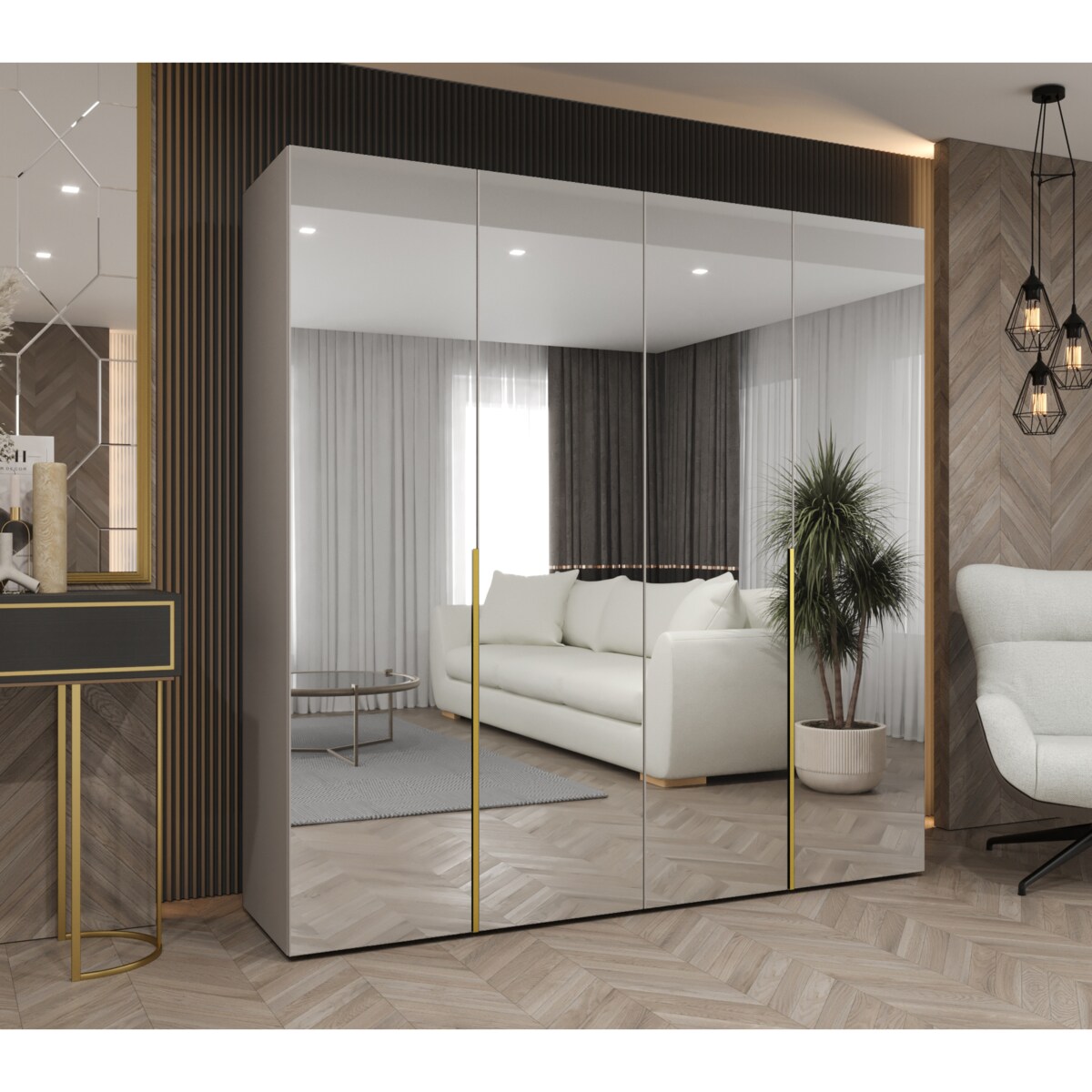 Szafa uchylna otwierana ALICANTE 3 200 wys. 202 cm Kaszmir + u. Złoty