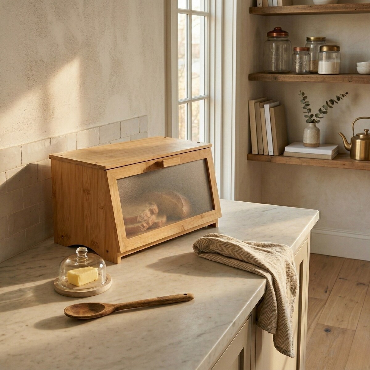 Bambusowy chlebak ALBA, 22 x 39 x 22 cm