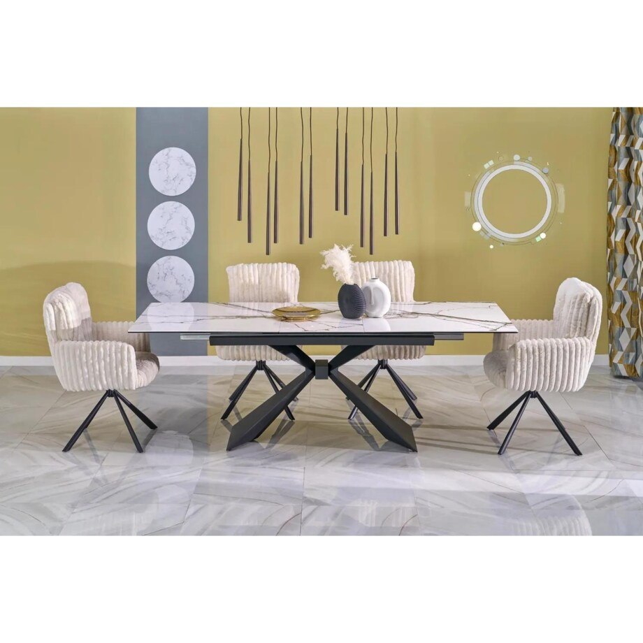 Krzesło tapicerowane K572 kremowe obracane