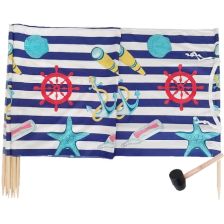 Parawan Plażowy Zasłona 10 M Na Plażę Składany Letni Morski W Paski Młotek W Zestawie