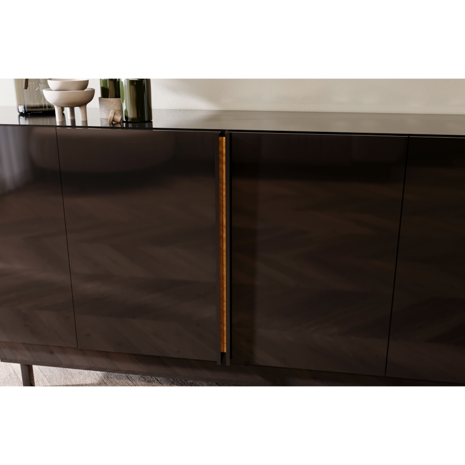 Elegancka czarna komoda Dancan ARTEMISA ze złotymi dodatkami