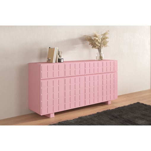 Nowoczesna komoda z frontami 3D Skandica CUBO LONG / kolor pudrowy róż / szer. 169 cm