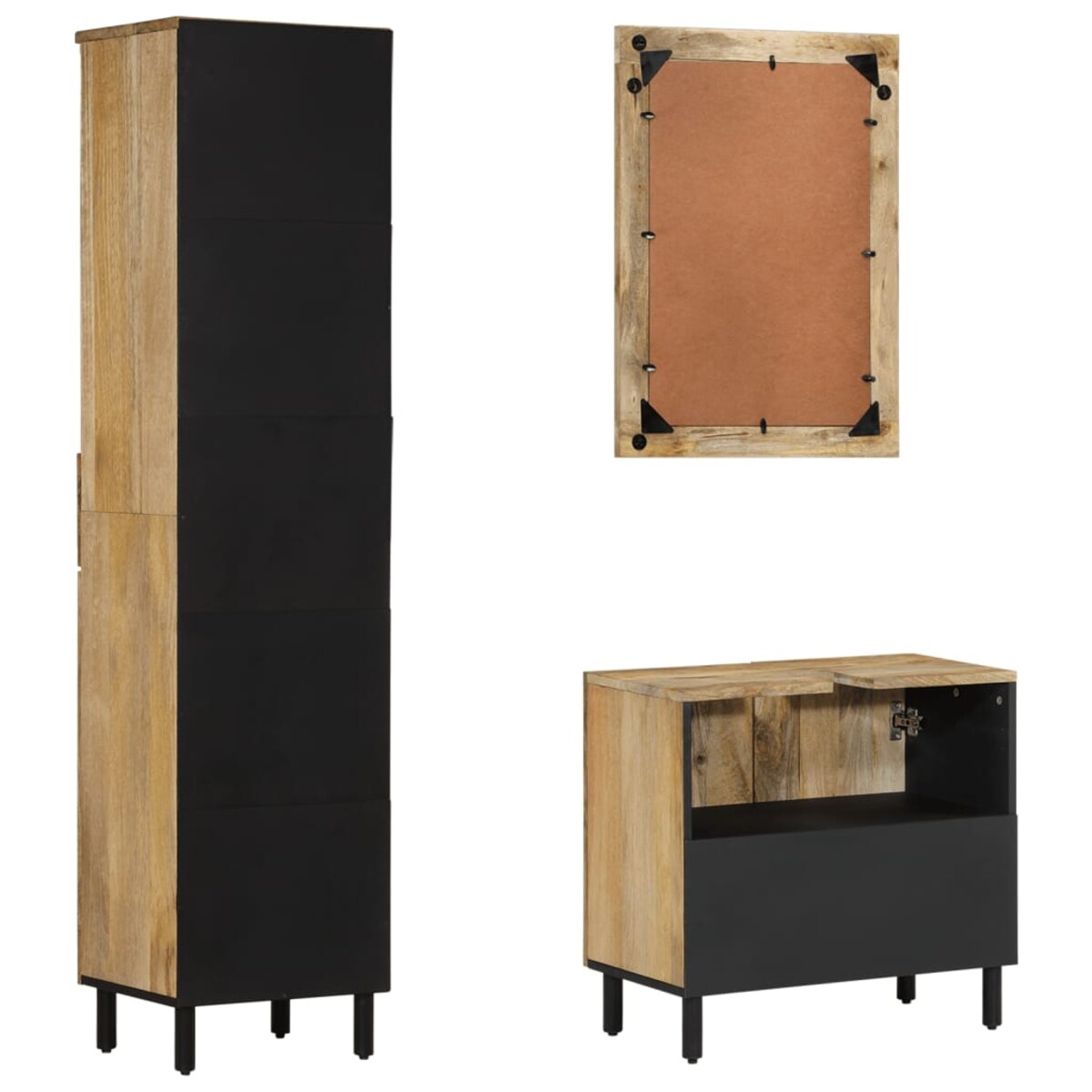 vidaXL 3-cz. zestaw mebli łazienkowych, lite drewno mango