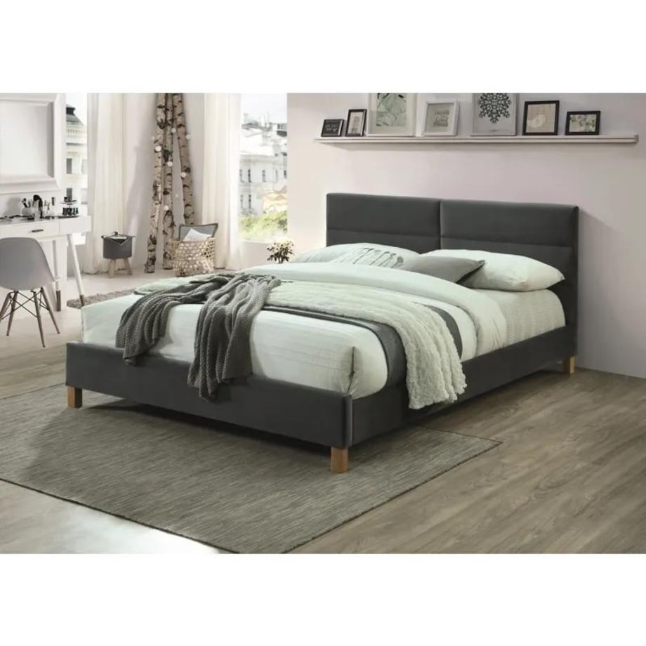 Łóżko tapicerowane SIERRA VELVET 160x200 szare