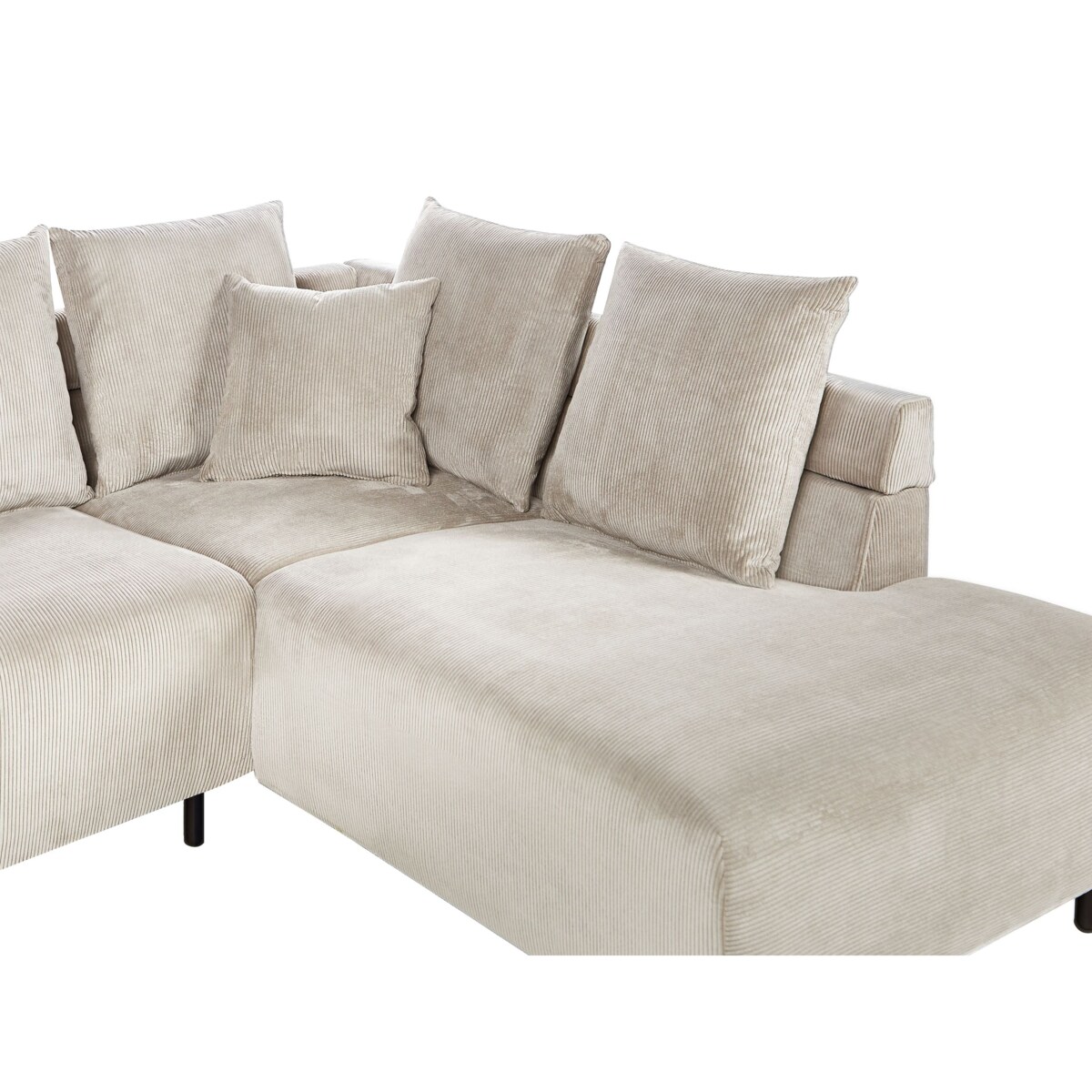 Narożnik LUNNER Sztruks Beżowy dla 4 osób Lewostronny