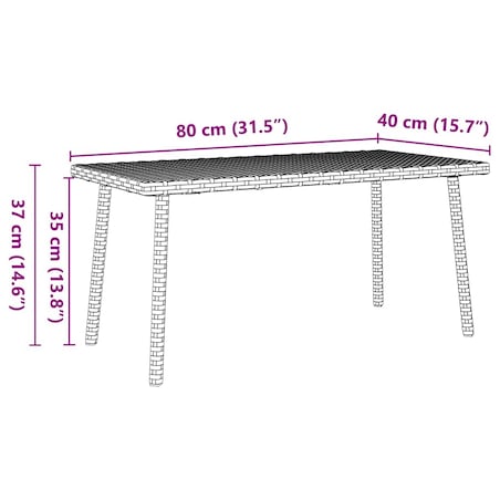 vidaXL Stolik kawowy ogrodowy prostokątny brązowy 80x40x37 cm