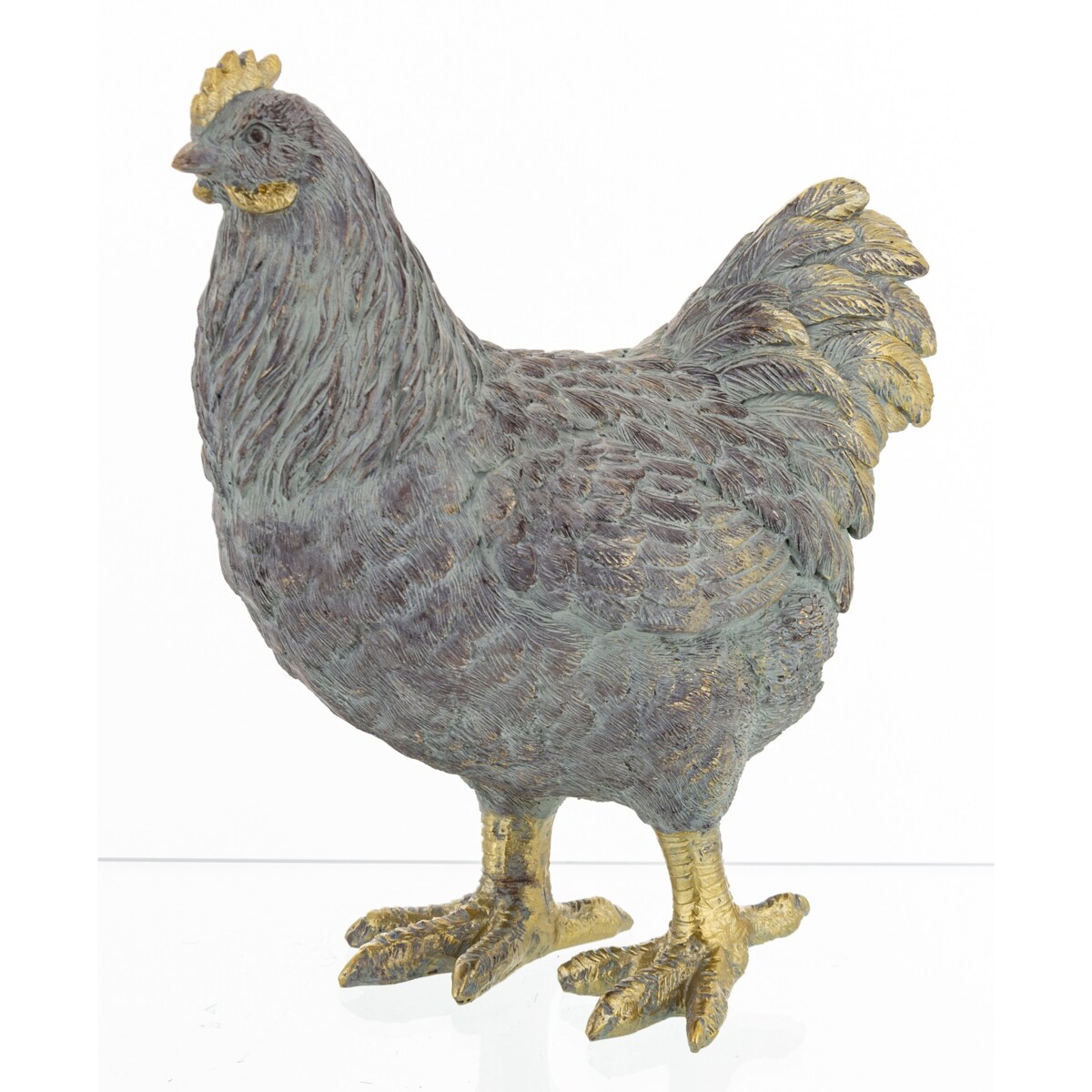 Dekoracja - para kogut i kura 26x10,5x21 i 22x10x20 cm PLOMFEE szary