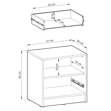 Szafka nocna KELLY z szufladą i półką oraz uchwytem z lameli, Kaszmirowa