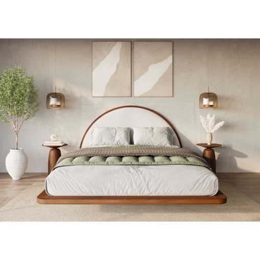 Łóżko lewitujące drewniane bukowe Visby MOMOKO / 180x200 cm, kolor orzech