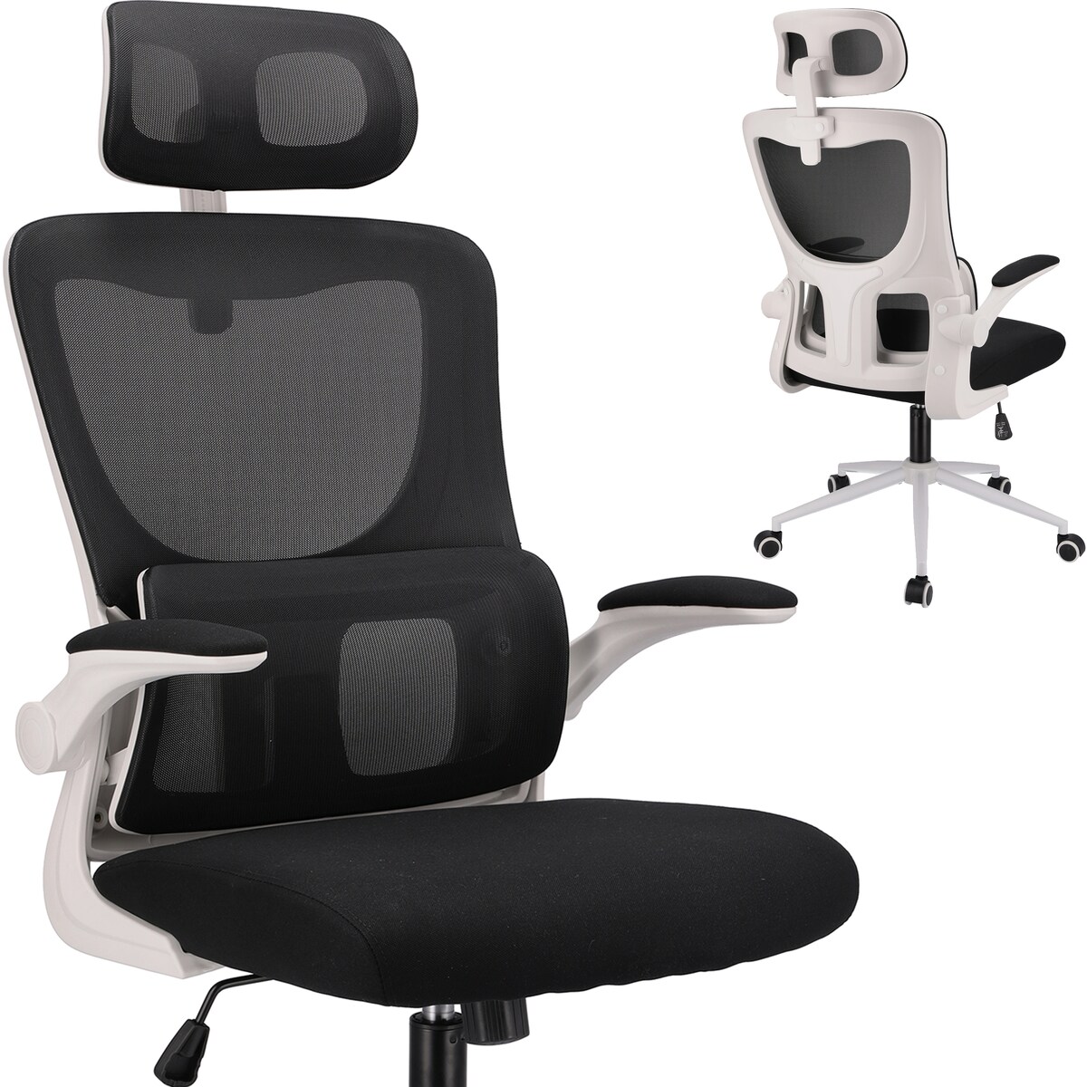 Fotel Krzesło Do Biurka Biura Zeo Czarny Biały