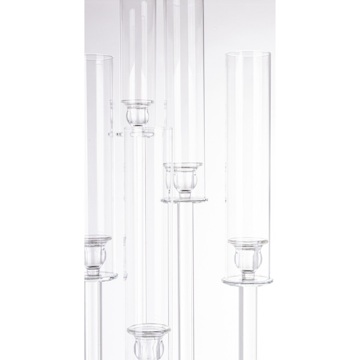 Świecznik ozdobny szklany na 5 świec 104x33x20 cm MULTISY transparent