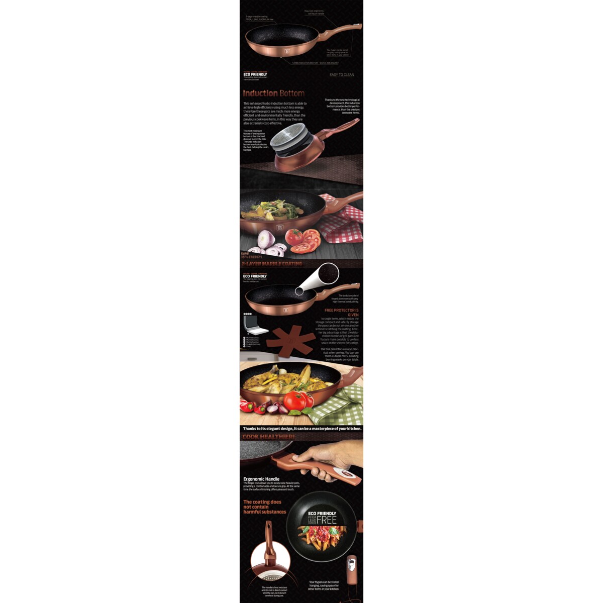 Patelnia z powłoką granitową 20cm BERLINGER HAUS Metallic Rosegold Line