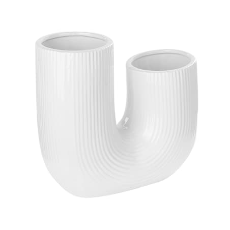 Wazon na kwiaty ceramiczny 23 cm biały MITILINI