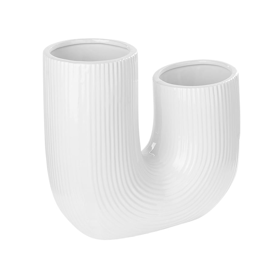 Wazon na kwiaty ceramiczny 23 cm biały MITILINI