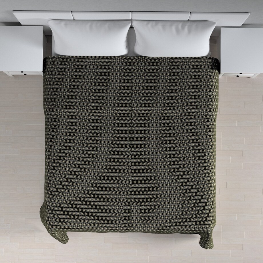 Narzuta pikowana w pasy, czarno-beżowy wzór ze złotą nitką, do -50%