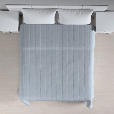 Narzuta pikowana w pasy 130x210 błękitny melanż