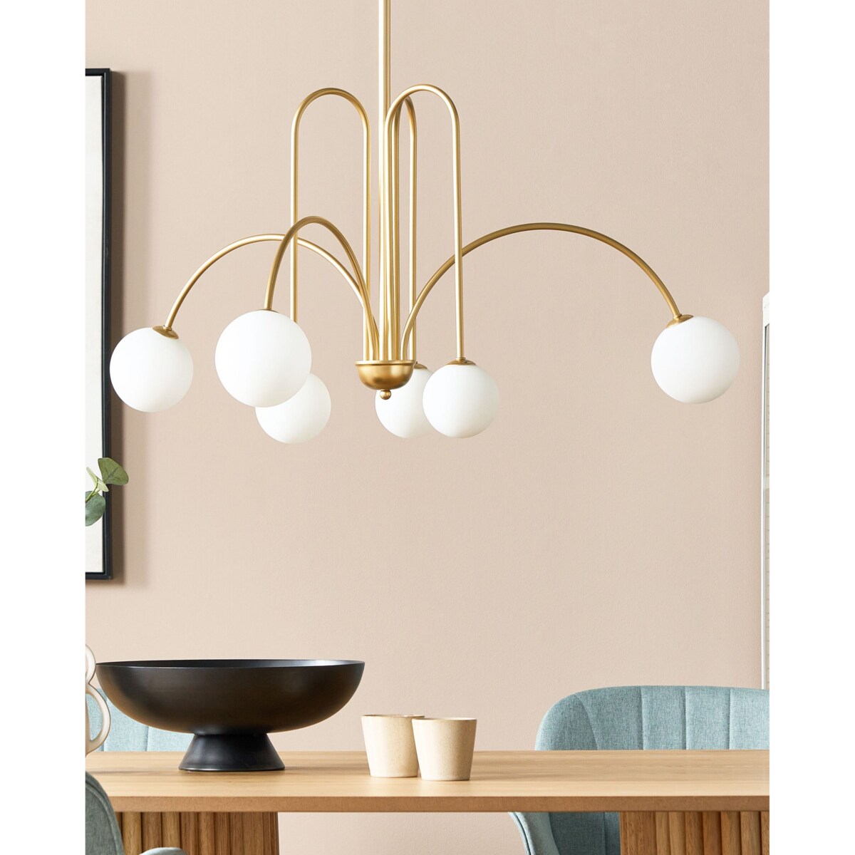 Żyrandol metalowy 6-punktowy złoty FORBES