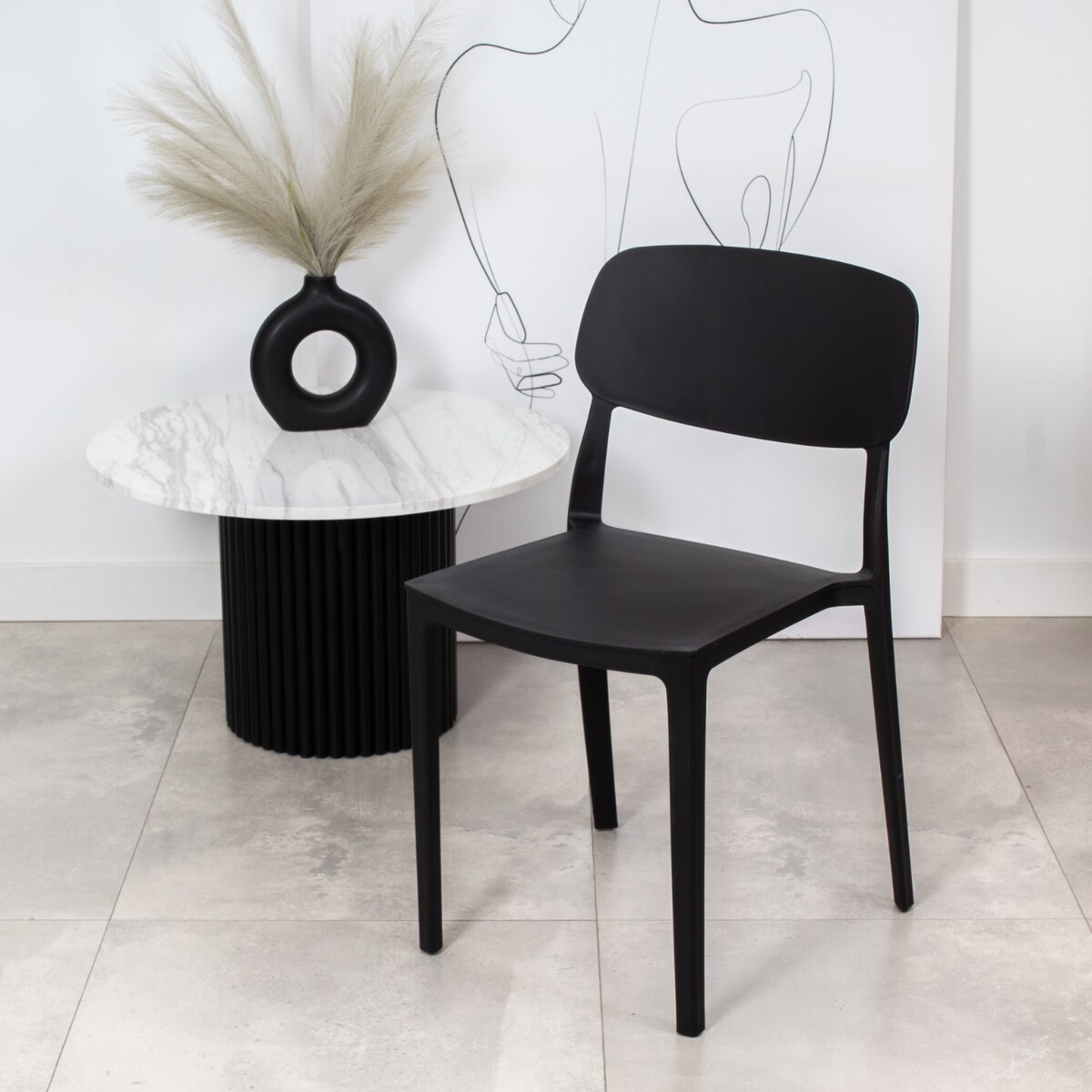 Krzesło plastikowe do salonu ogrodu nowoczesne czarne