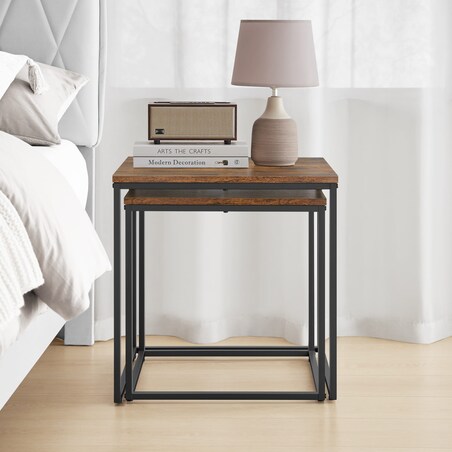 Stolik Kawowy Kwadrat 2Szt Rustykalny, Czarny