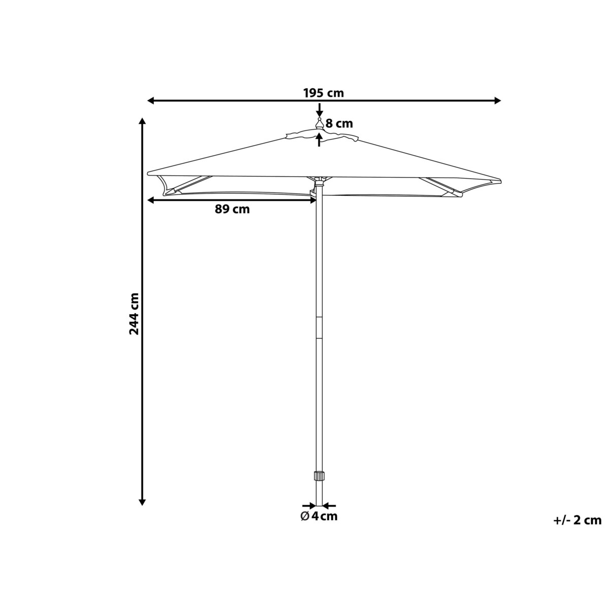 Parasol ogrodowy 144 x 195 cm niebieski FLAMENCO